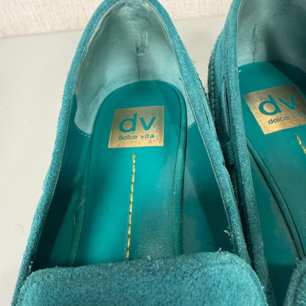Dolce Vita Teal Suede Loafers - Picture 6 of 9